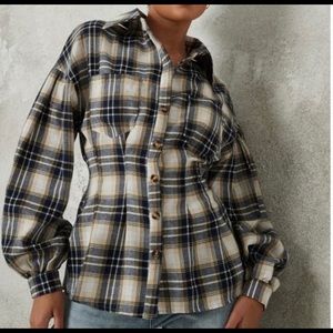 Misguided Navy Plaid Corset Top